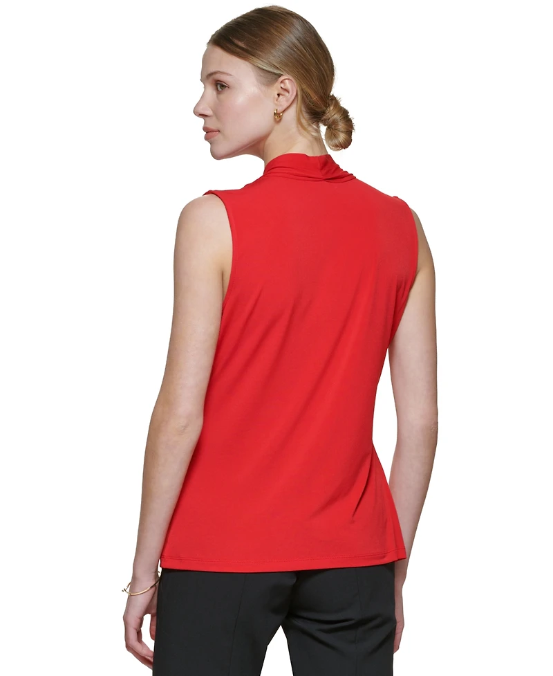 Calvin Klein Gathered V-Neck Sleeveless Top
