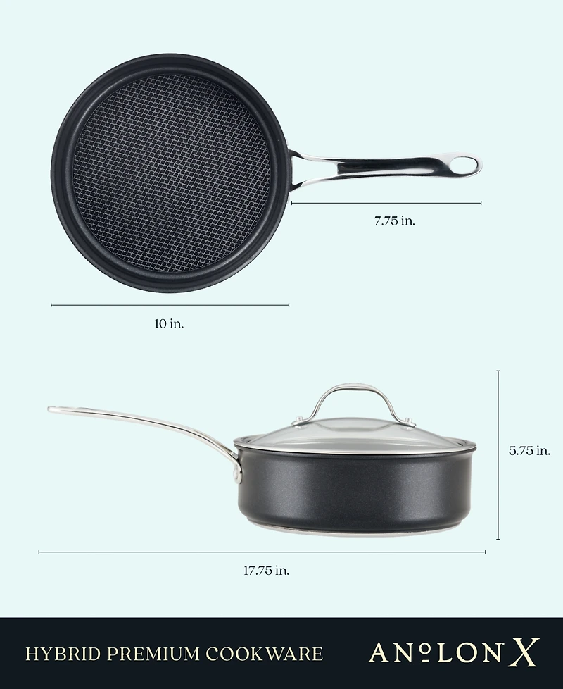 Anolon X Hybrid Nonstick Saute Pan with Lid, 3.5-Quart