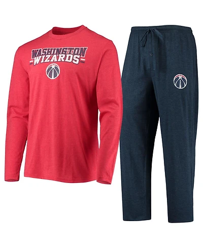 Men's Concepts Sport Navy, Red Washington Wizards Long Sleeve T-Shirt & Pants Sleep Set