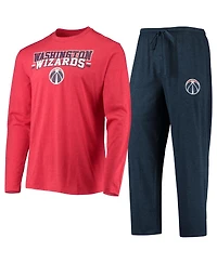 Men's Concepts Sport Navy, Red Washington Wizards Long Sleeve T-Shirt & Pants Sleep Set