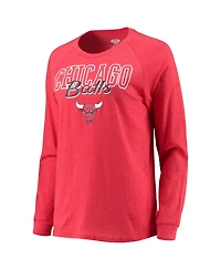 Women's Concepts Sport Heathered Black, Red Chicago Bulls Raglan Long Sleeve T-Shirt & Shorts Sleep Set