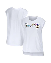 Women's Wear by Erin Andrews White Boston Bruins Greetings From Muscle T-shirt