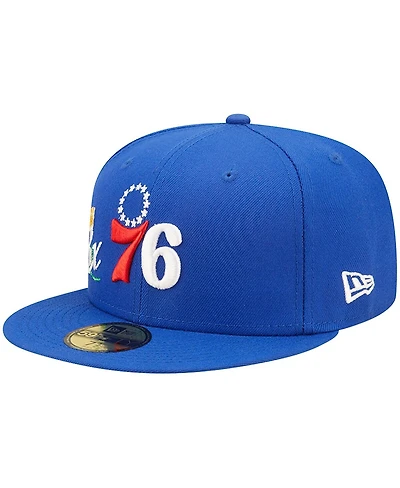 Men's New Era Royal Philadelphia 76ers 3x Nba Finals Champions Crown 59FIFTY Fitted Hat