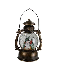 Northlight Brushed Led Snowman and Christmas Trees Snow Globe Lantern, 8"