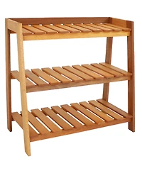 Outdoor Meranti Wood with Teak Oil Finish 3-Tiered Decorative Succulent Flower Plant Shelf Stand - 35" - Brown