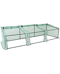 Outdoor Portable Mini Cloche Greenhouse with 3 Zipper Doors and Slanted Top - Green