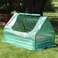 Raised Garden Bed with Cover Outdoor Mini Greenhouse Kit with 2 Zippered Doors - Green - 4' x 3'