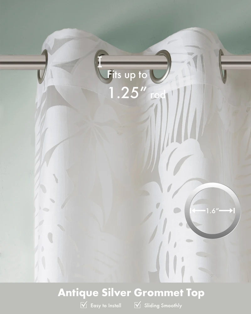 Madison Park Leilani Palm Leaf Burnout Window Sheer Curtain