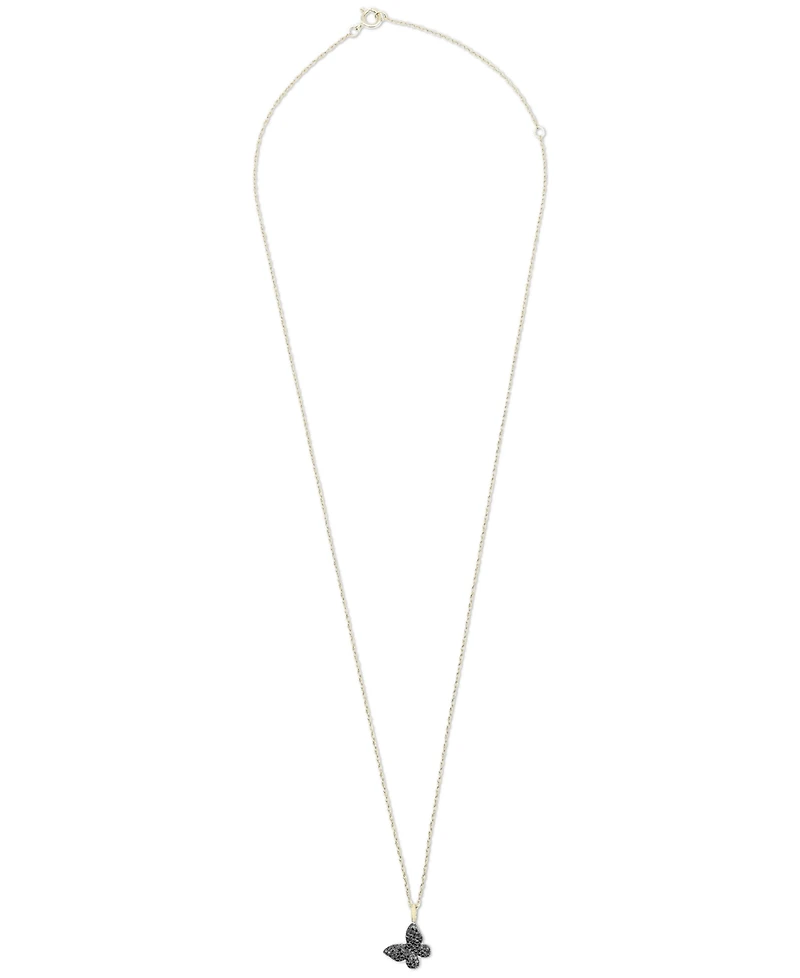 Wrapped Diamond Butterfly Pendant Necklace (1/6 ct. t.w.) 14k Gold (Also Available Black Diamond)