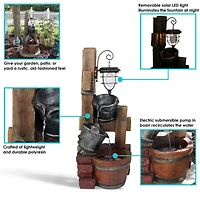 Sunnydaze Decor 34-Inch Rustic Pouring Buckets Outdoor Water Fountain with Solar Light
