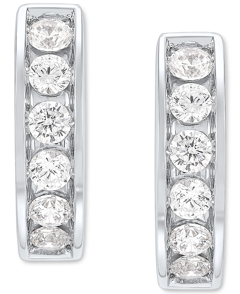 Grown With Love Men's Lab Grown Diamond Small Huggie Hoop Earrings (1/2 ct. t.w.) in 10 White Gold, 1/2"