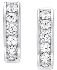 Grown With Love Men's Lab Grown Diamond Small Huggie Hoop Earrings (1/2 ct. t.w.) in 10 White Gold, 1/2"