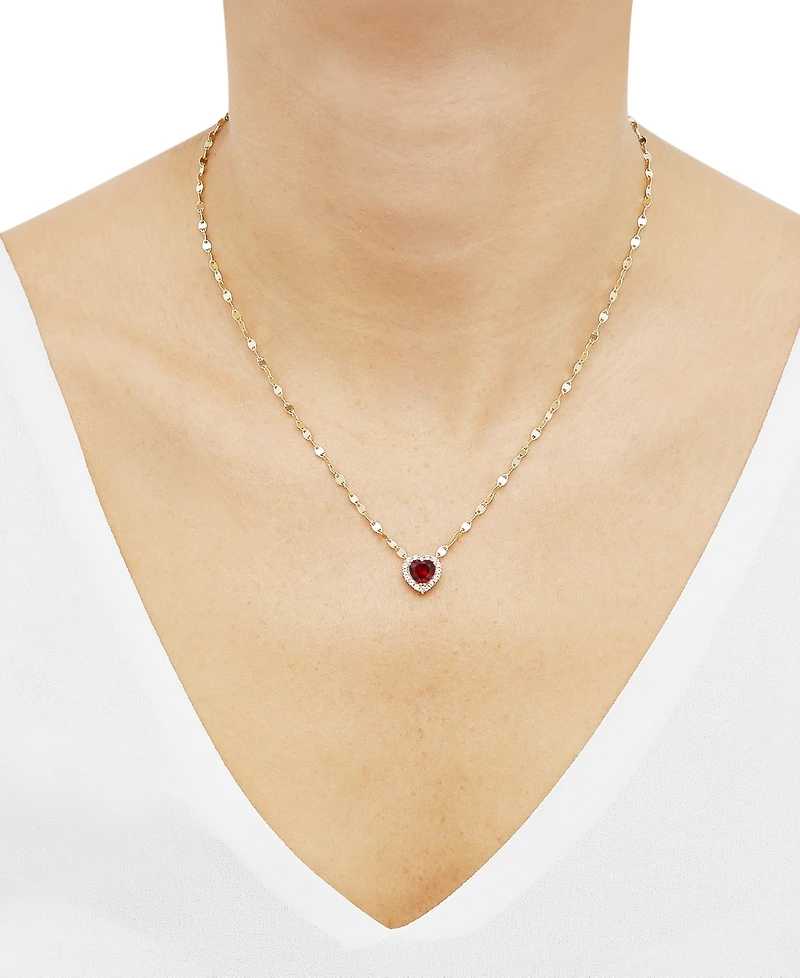 Lab-Grown Pink Sapphire (1-1/2 ct. t.w.) & Lab-Grown White Sapphire (1/4 ct. t.w.) Heart Pendant Necklace in 14k Gold-Plated Sterling Silver, 16" + 2"