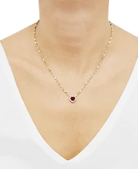 Lab-Grown Pink Sapphire (1-1/2 ct. t.w.) & Lab-Grown White Sapphire (1/4 ct. t.w.) Heart Pendant Necklace in 14k Gold-Plated Sterling Silver, 16" + 2"