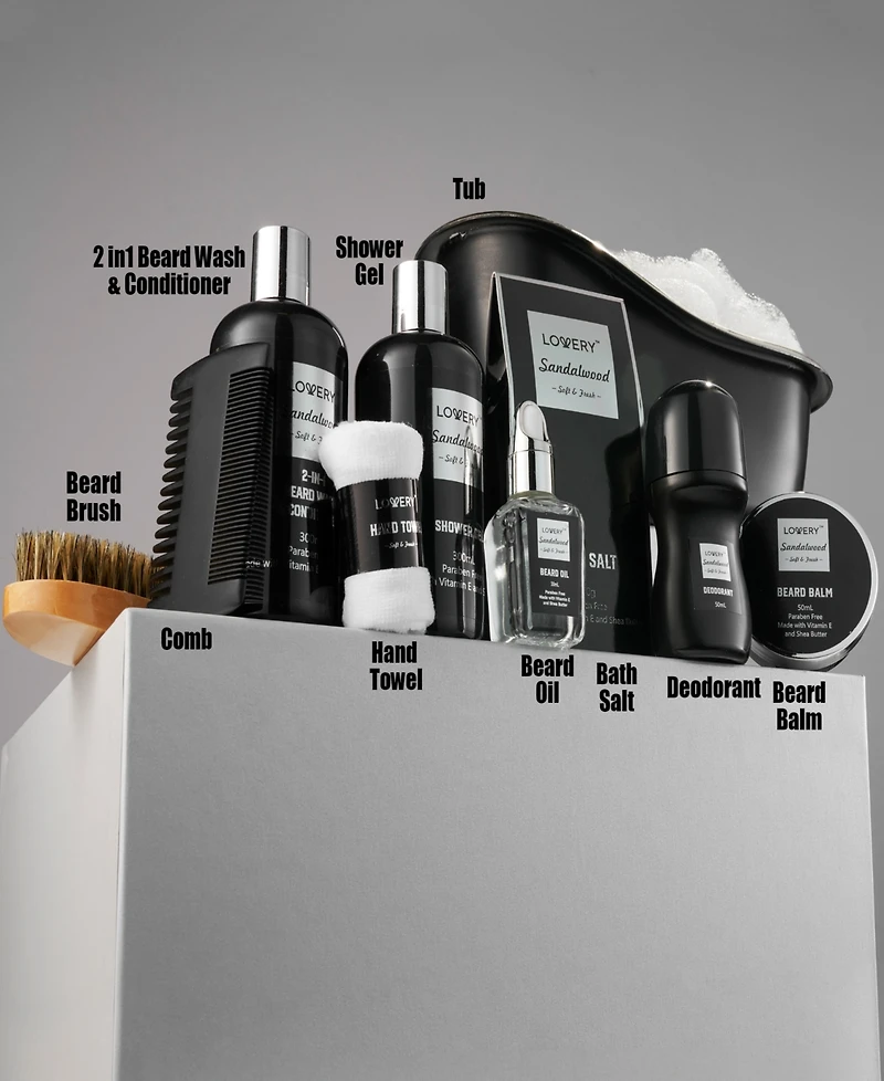 Lovery Men's 10-Pc. Sandalwood Self-Care Grooming Gift Set
