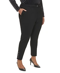 Calvin Klein Plus Size Ponte Pleated Slim-Leg Pants
