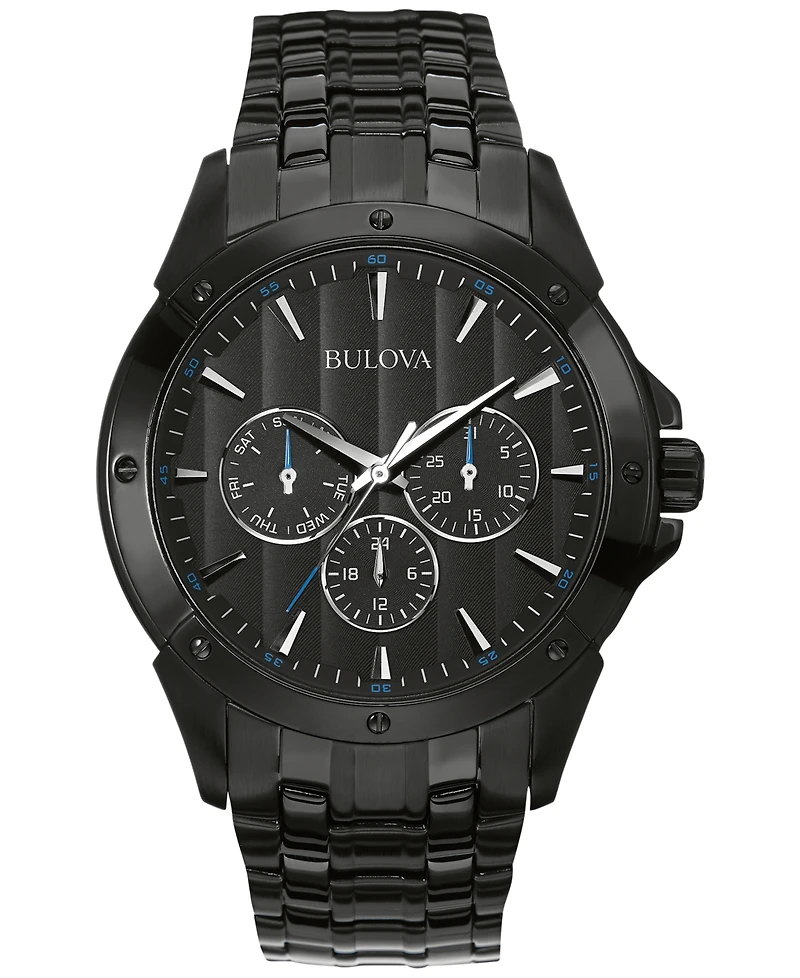 Bulova Men's Black Ion-Plated Stainless Steel Bracelet Watch 43mm 98C121