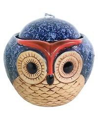 Indoor Home Office Decorative Smooth Glazed Ceramic Owl Tabletop Water Fountain Feature - 7"