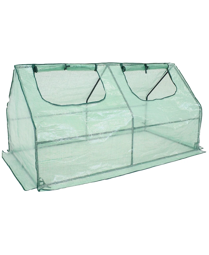 Outdoor Portable Mini Cloche Greenhouse with Zipper Doors