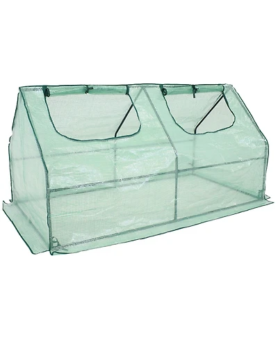 Outdoor Portable Mini Cloche Greenhouse with Zipper Doors