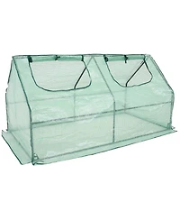 Outdoor Portable Mini Cloche Greenhouse with Zipper Doors