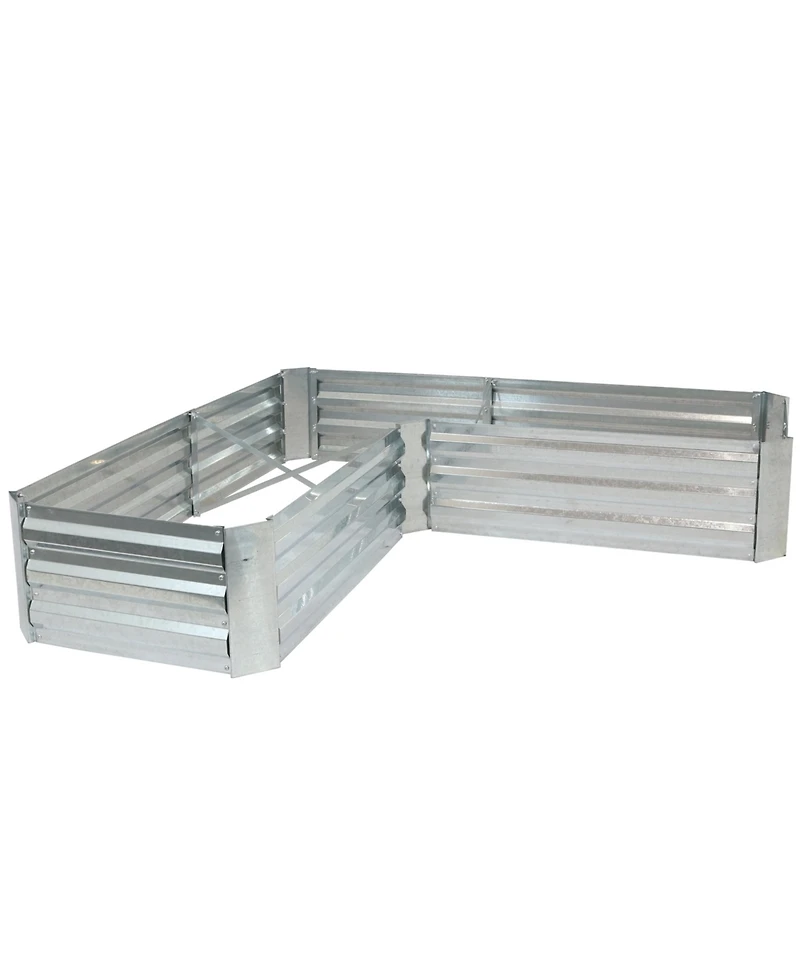 Outdoor Galvanized Steel L-Shaped Raised Garden Bed for Plants, Vegetables, and Flowers - 59.5"