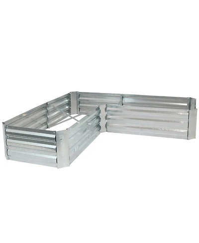 Outdoor Galvanized Steel L-Shaped Raised Garden Bed for Plants, Vegetables, and Flowers - 59.5"