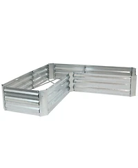 Outdoor Galvanized Steel L-Shaped Raised Garden Bed for Plants, Vegetables, and Flowers - 59.5"