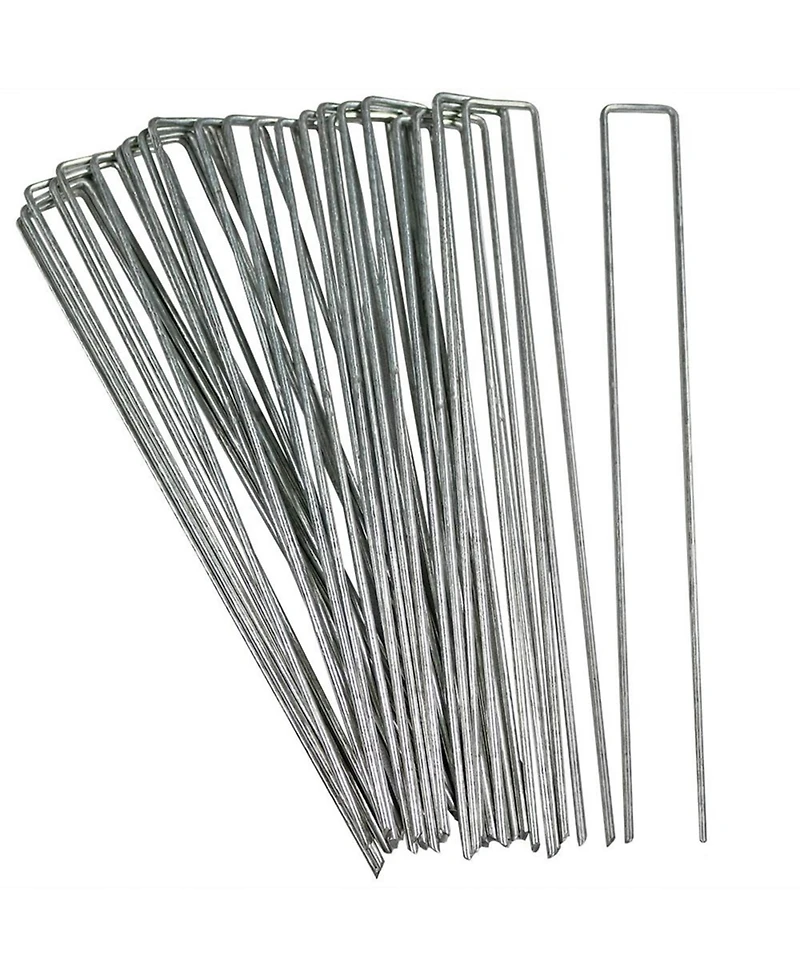 Outdoor Lawn and Garden Galvanized Steel Staple Stakes for Landscape Fabric, Fences, and Sod - 12"