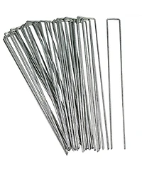 Outdoor Lawn and Garden Galvanized Steel Staple Stakes for Landscape Fabric, Fences, and Sod - 12"