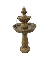 38"H Electric Resin 2-Tier Blooming Flower Outdoor Water Feature