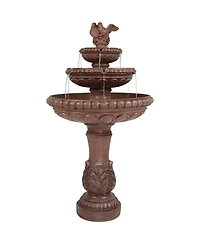 43"H Electric Resin and Concrete 3-Tier Pair of Doves Outdoor Water Fountain