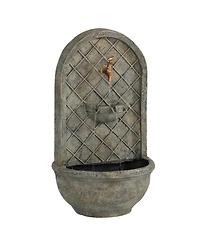 Messina 26-Inch Polystone Outdoor Wall Water Fountain - Electric Submersible Pump - French Limestone Finish