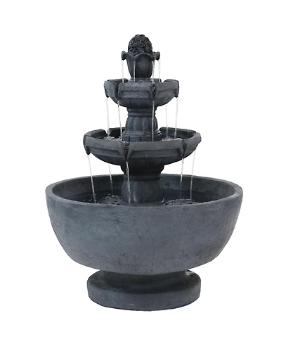 34"H Electric Polyresin 3-Tier Budding Fruition Outdoor Water Fountain