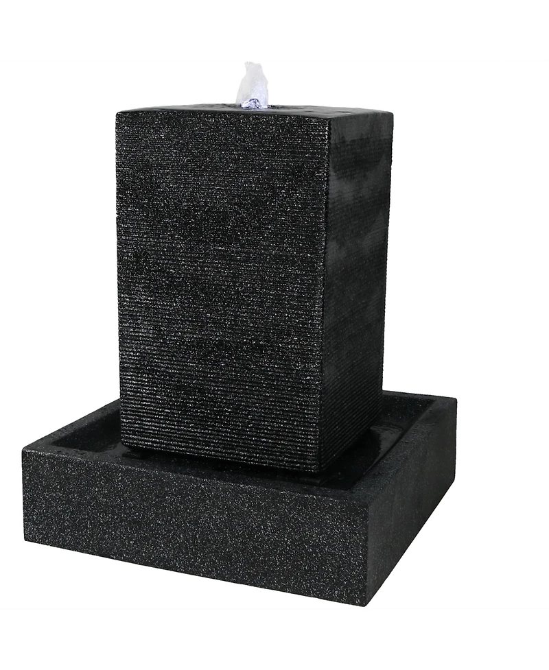 40"H Electric Polyresin and Fiberglass Large Pillar Outdoor Water Fountain with Led Lights