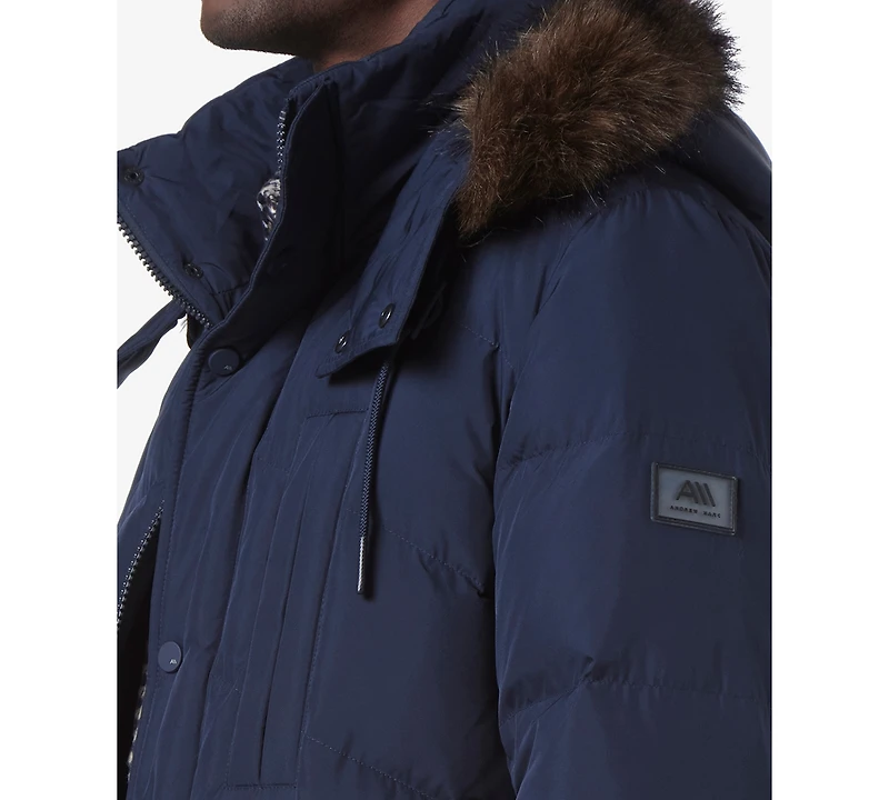 Marc New York Men's Tremont Down Parka with Faux Fur Trimmed Removable Hood