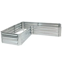 Outdoor Galvanized Steel L-Shaped Raised Garden Bed for Plants, Vegetables, and Flowers - 59.5"
