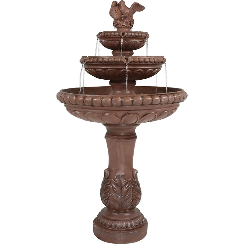 43"H Electric Resin and Concrete 3-Tier Pair of Doves Outdoor Water Fountain
