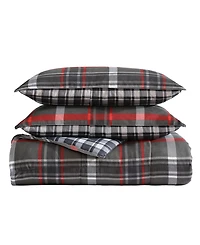 Closeout! Eddie Bauer Willow Plaid Microsuede Reversible Comforter Set, King
