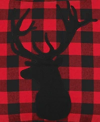 Eddie Bauer Cabin Plaid Stag Head Cotton Yarn Dye Flannel Reversible Decortive Pillow, 20" x 20"