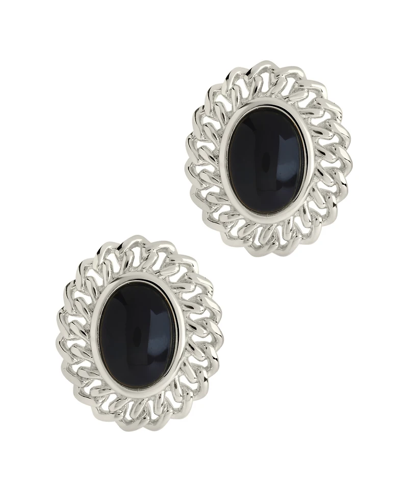 Sterling Forever Onyx Stone Ainsley Stud Earrings