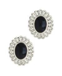 Sterling Forever Onyx Stone Ainsley Stud Earrings
