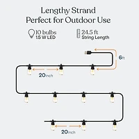 Brightech Ambience Pro 24.5 ft. Usb-Powered Led String Lights with Warm White Hue