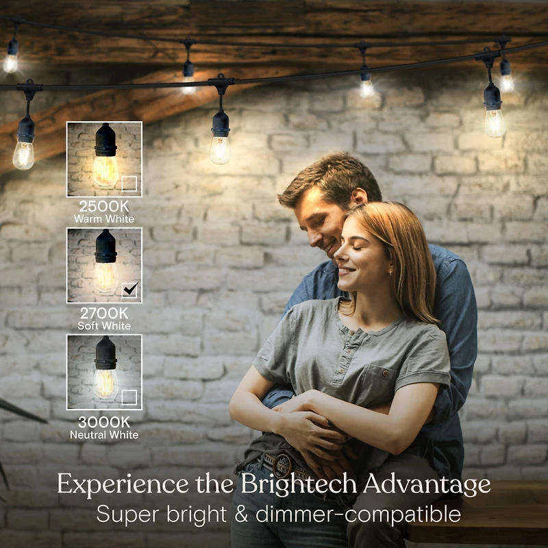 Brightech Ambience Pro 24 ft. Indoor/Outdoor Led Weatherproof 2-Watt String Lights with Soft White Hue
