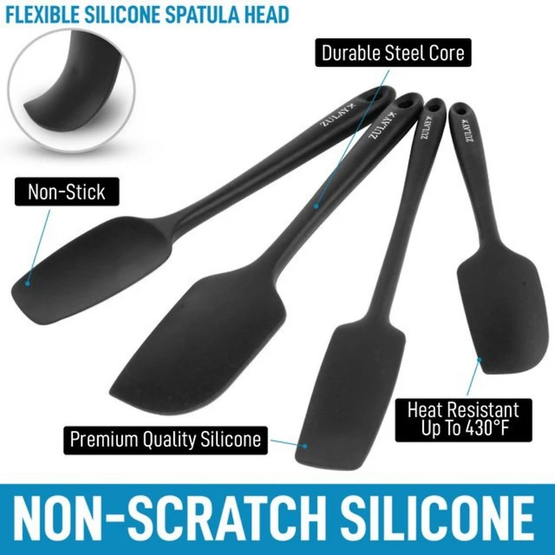 4pcs Silicone Spatula Set - Heat Resistant Tools for Cooking, Baking & Mixing