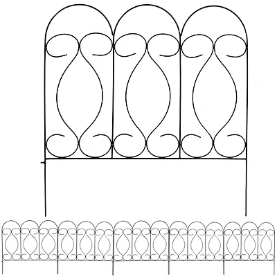 Outdoor Lawn and Garden Metal Traditional Style Decorative Border Fence Panel Set - 10' - 5pk