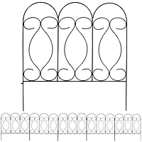 Outdoor Lawn and Garden Metal Traditional Style Decorative Border Fence Panel Set - 10' - 5pk