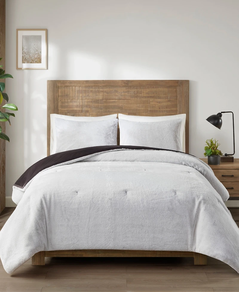 Madison Park Sawyer Faux-Fur 3-Pc. Comforter Set, Full/Queen