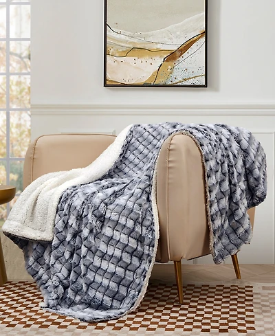 Royal Luxe Reversible Micromink to Faux-Sherpa Tie-Dye Throw, 50" x 60", Exclusively at Macy's