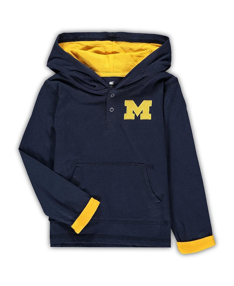 Toddler Boys Colosseum Navy and Heathered Gray Michigan Wolverines Poppies Hoodie Sweatpants Set